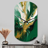 Green and Gold Liquid Magic II - Asymmetric Metal Wall Clock