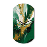 Green and Gold Liquid Magic II - Asymmetric Metal Wall Clock