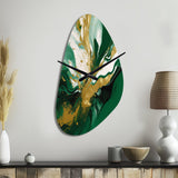 Green and Gold Liquid Magic II - Asymmetric Metal Wall Clock