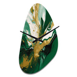 Green and Gold Liquid Magic II - Asymmetric Metal Wall Clock