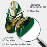 Green and Gold Liquid Magic II - Asymmetric Metal Wall Clock
