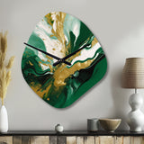 Green and Gold Liquid Magic II - Asymmetric Metal Wall Clock