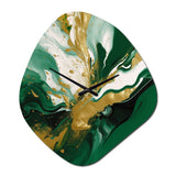 Green and Gold Liquid Magic II - Asymmetric Metal Wall Clock