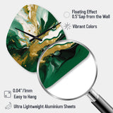 Green and Gold Liquid Magic II - Asymmetric Metal Wall Clock