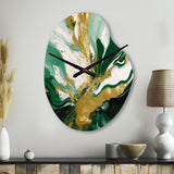 Green and Gold Liquid Magic II - Asymmetric Metal Wall Clock