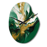 Green and Gold Liquid Magic II - Asymmetric Metal Wall Clock