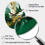 Green and Gold Liquid Magic II - Asymmetric Metal Wall Clock