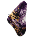 Purple and Gold Liquid Magic I - Asymmetric Metal Wall Clock