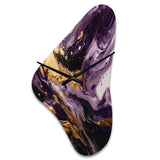 Purple and Gold Liquid Magic I - Asymmetric Metal Wall Clock
