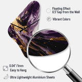 Purple and Gold Liquid Magic I - Asymmetric Metal Wall Clock