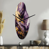 Purple and Gold Liquid Magic I - Asymmetric Metal Wall Clock