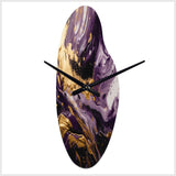 Purple and Gold Liquid Magic I - Asymmetric Metal Wall Clock