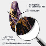 Purple and Gold Liquid Magic I - Asymmetric Metal Wall Clock