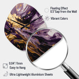 Purple and Gold Liquid Magic I - Asymmetric Metal Wall Clock