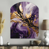 Purple and Gold Liquid Magic II - Asymmetric Metal Wall Clock