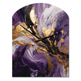 Purple and Gold Liquid Magic II - Asymmetric Metal Wall Clock