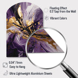 Purple and Gold Liquid Magic II - Asymmetric Metal Wall Clock