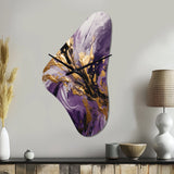 Purple and Gold Liquid Magic II - Asymmetric Metal Wall Clock