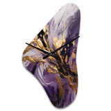 Purple and Gold Liquid Magic II - Asymmetric Metal Wall Clock