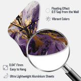 Purple and Gold Liquid Magic II - Asymmetric Metal Wall Clock