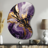 Purple and Gold Liquid Magic II - Asymmetric Metal Wall Clock