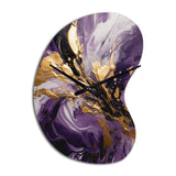 Purple and Gold Liquid Magic II - Asymmetric Metal Wall Clock