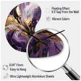 Purple and Gold Liquid Magic II - Asymmetric Metal Wall Clock