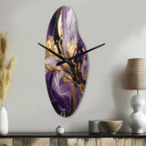 Purple and Gold Liquid Magic II - Asymmetric Metal Wall Clock