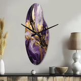 Purple and Gold Liquid Magic II - Asymmetric Metal Wall Clock