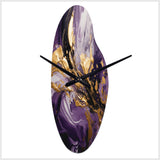 Purple and Gold Liquid Magic II - Asymmetric Metal Wall Clock