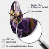 Purple and Gold Liquid Magic II - Asymmetric Metal Wall Clock