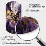 Purple and Gold Liquid Magic II - Asymmetric Metal Wall Clock
