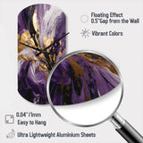Purple and Gold Liquid Magic II - Asymmetric Metal Wall Clock