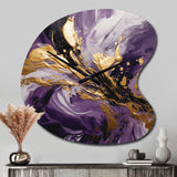 Purple and Gold Liquid Magic II - Asymmetric Metal Wall Clock