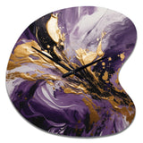 Purple and Gold Liquid Magic II - Asymmetric Metal Wall Clock