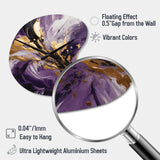 Purple and Gold Liquid Magic II - Asymmetric Metal Wall Clock