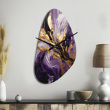 Purple and Gold Liquid Magic II - Asymmetric Metal Wall Clock