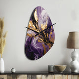 Purple and Gold Liquid Magic II - Asymmetric Metal Wall Clock