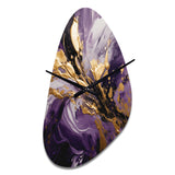 Purple and Gold Liquid Magic II - Asymmetric Metal Wall Clock