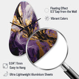 Purple and Gold Liquid Magic II - Asymmetric Metal Wall Clock