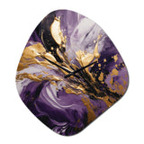 Purple and Gold Liquid Magic II - Asymmetric Metal Wall Clock