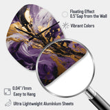 Purple and Gold Liquid Magic II - Asymmetric Metal Wall Clock
