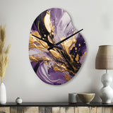 Purple and Gold Liquid Magic II - Asymmetric Metal Wall Clock
