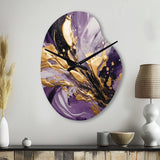 Purple and Gold Liquid Magic II - Asymmetric Metal Wall Clock