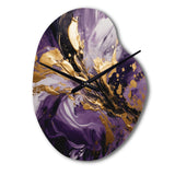 Purple and Gold Liquid Magic II - Asymmetric Metal Wall Clock