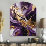 Purple and Gold Liquid Magic III - Asymmetric Metal Wall Clock