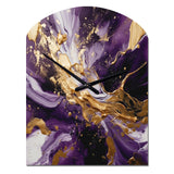 Purple and Gold Liquid Magic III - Asymmetric Metal Wall Clock