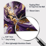 Purple and Gold Liquid Magic III - Asymmetric Metal Wall Clock