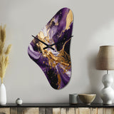 Purple and Gold Liquid Magic III - Asymmetric Metal Wall Clock