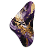 Purple and Gold Liquid Magic III - Asymmetric Metal Wall Clock